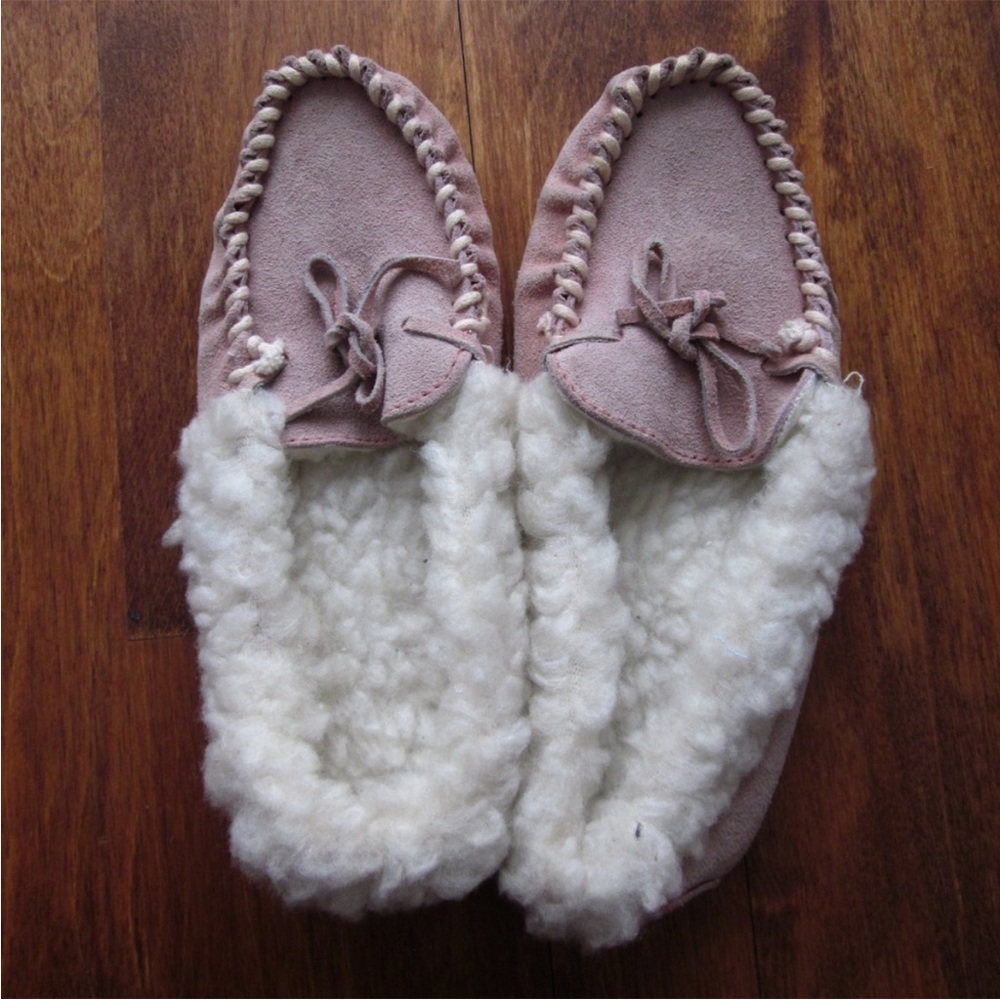 New suede/shearling moccasins